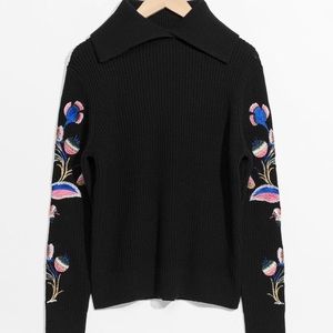 & Other Stories Black Embroidered Sweater